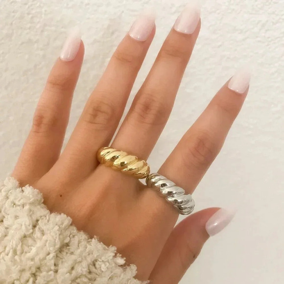 925 Sterling Silver Croissant Ring Statement Ring Chunky Thick Ring - Picture 3 of 13